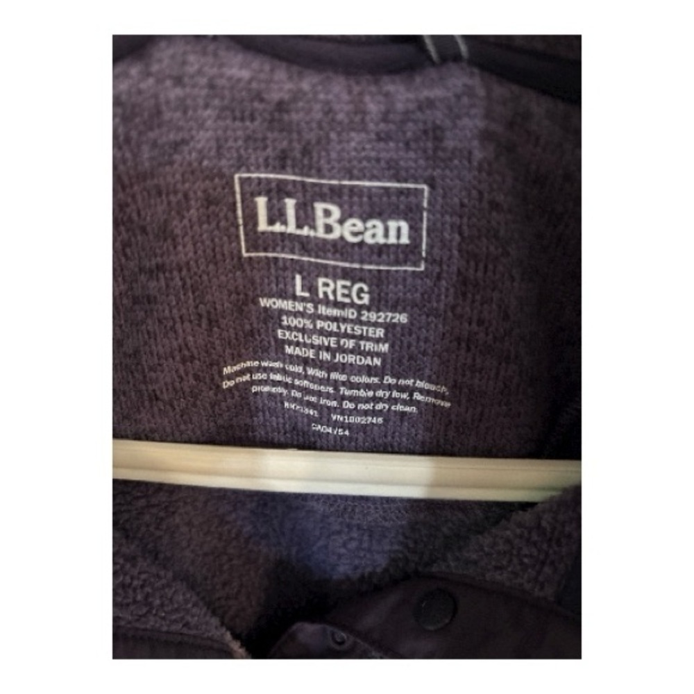 L.L. Bean Women's Purple Fleece lined Sweater 1/4 button down Size Large - Picture 2 of 4